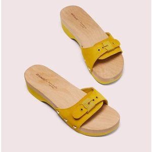 Dr Scholls x Kate Spade suede slide sandal, Golden Curry, sz 7